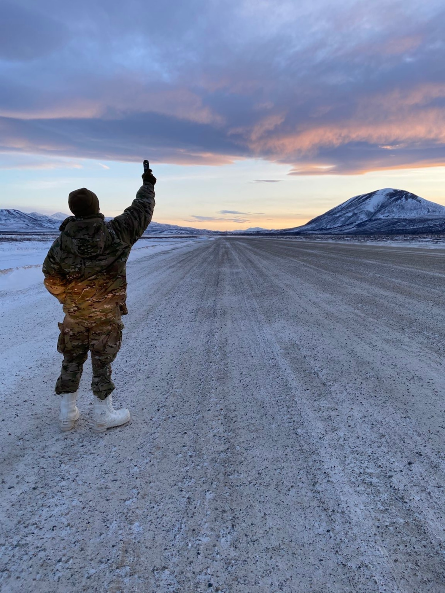 A Staff Weather Officer (SWO) assigned to Detachment 3, 1st Combat Weather Squadron, takes a manual weather observation using a Kestrel, a hand-held tactical instrument that measures temperature, humidity, pressure, and wind speed. (Courtesy photo)