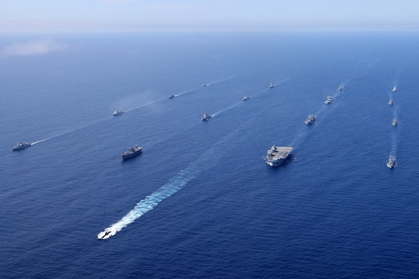 Ships participating in the NATO exercise Steadfast Defender 21 participate in an group sail.