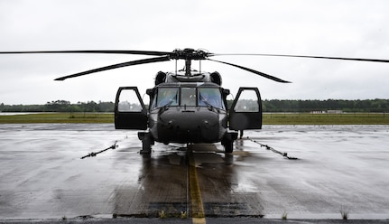 Virginia National Guard aviators participate in an air operations exercise managed by the Virginia Department of Emergency Management May 10, 2021, at the Army Aviation Support Facility in Sandston, Virginia. The exercise aimed to test a new smart phone-enabled mission-management platform for use during a large-scale emergency response, such as a hurricane.