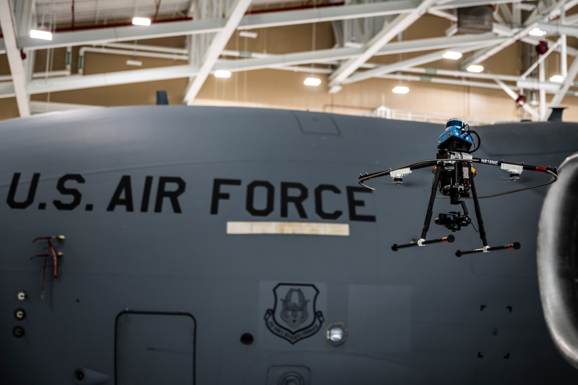 The 911th Maintenance Squadron facilitated a test of an autonomous aircraft inspection in coordination with an AFWERX small business partner at the Pittsburgh International Airport Air Reserve Station, Pennsylvania, May 15, 2021.