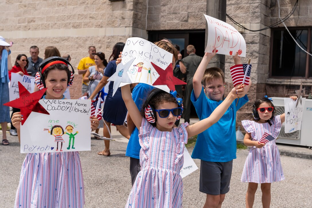 Base personnel, family, and friends welcomed back over 300 personnel from the 482nd Fighter Wing after completing a six month deployment to the Middle East June 1, 2021. The deployed personnel will now enjoyed some much needed time off with their families. (U.S. Air Force photo by Tech. Sgt. Lionel Castellano)