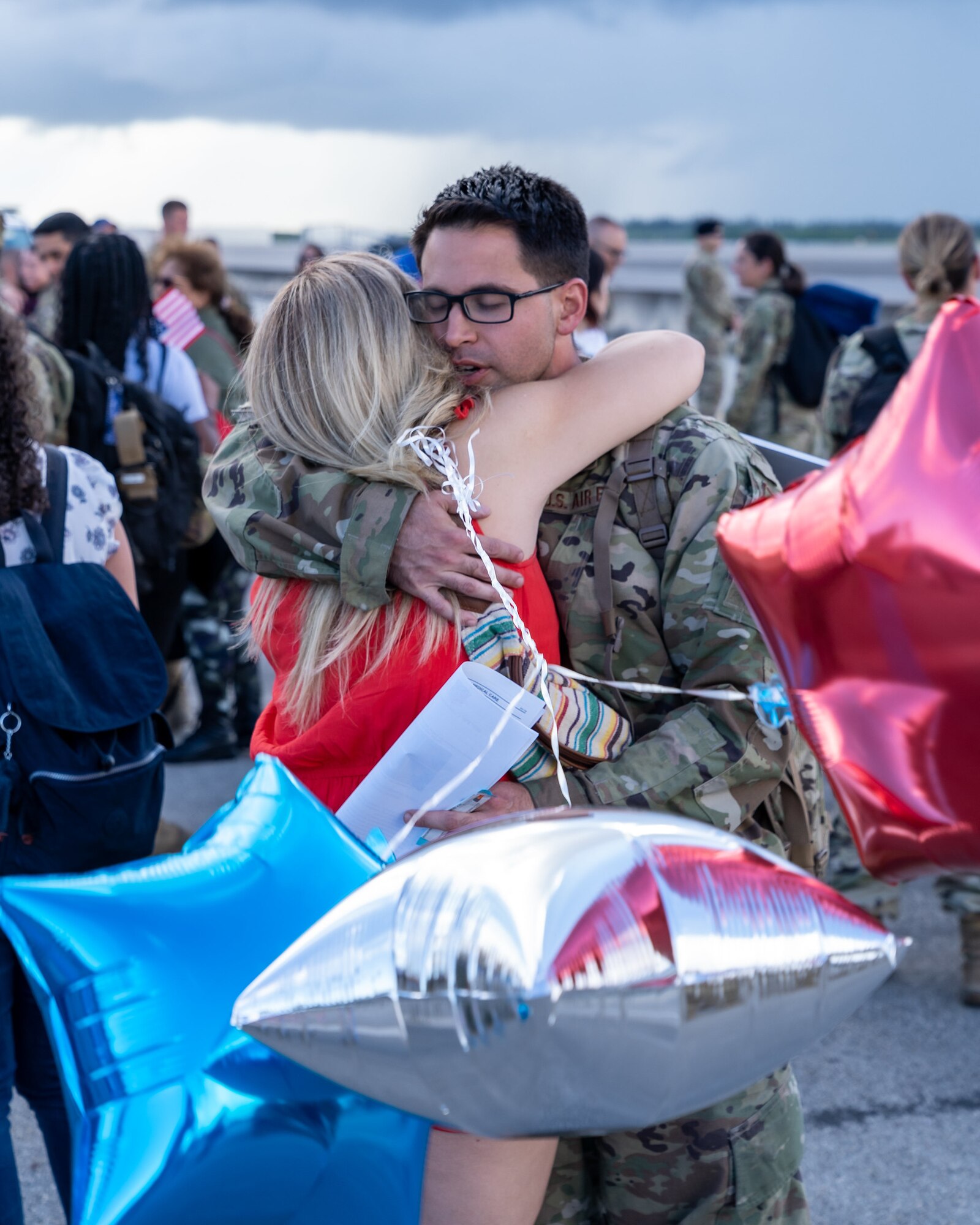 Base personnel, family, and friends welcomed back over 300 personnel from the 482nd Fighter Wing after completing a six month deployment to the Middle East June 1, 2021. The deployed personnel will now enjoyed some much needed time off with their families. (U.S. Air Force photo by Tech Sgt. Lionel Castellano)