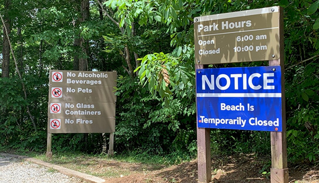 The U.S. Army Corps of Engineers Nashville District announces the immediate closure of Spillway Beach at Laurel River Lake in London, Kentucky, due to E.coli detected in the water. (USACE Photo by Cody Hensley)