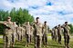 U.S. Airmen assigned to the 3rd Air Support Operations Squadron (ASOS) render the first squadron salute during a change of command ceremony at Fort Wainwright, Alaska, June 4, 2021.