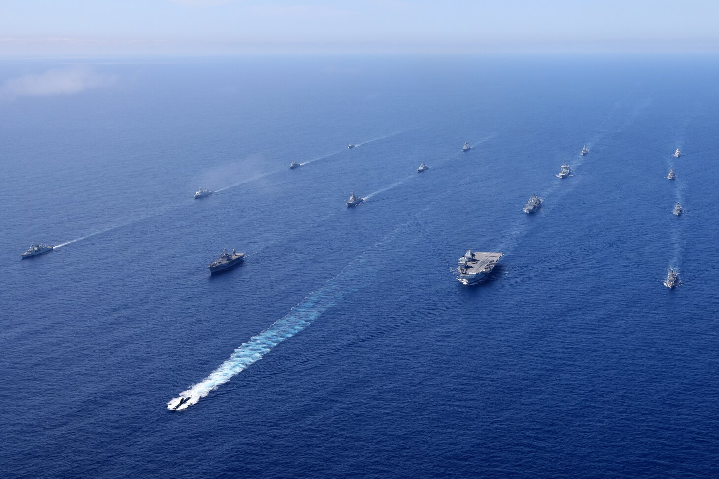Ships participating in the NATO exercise Steadfast Defender 21 participate in an group sail.