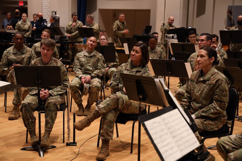 Chief Master Sergeant Bass listens to The U.S. Air Force Band.