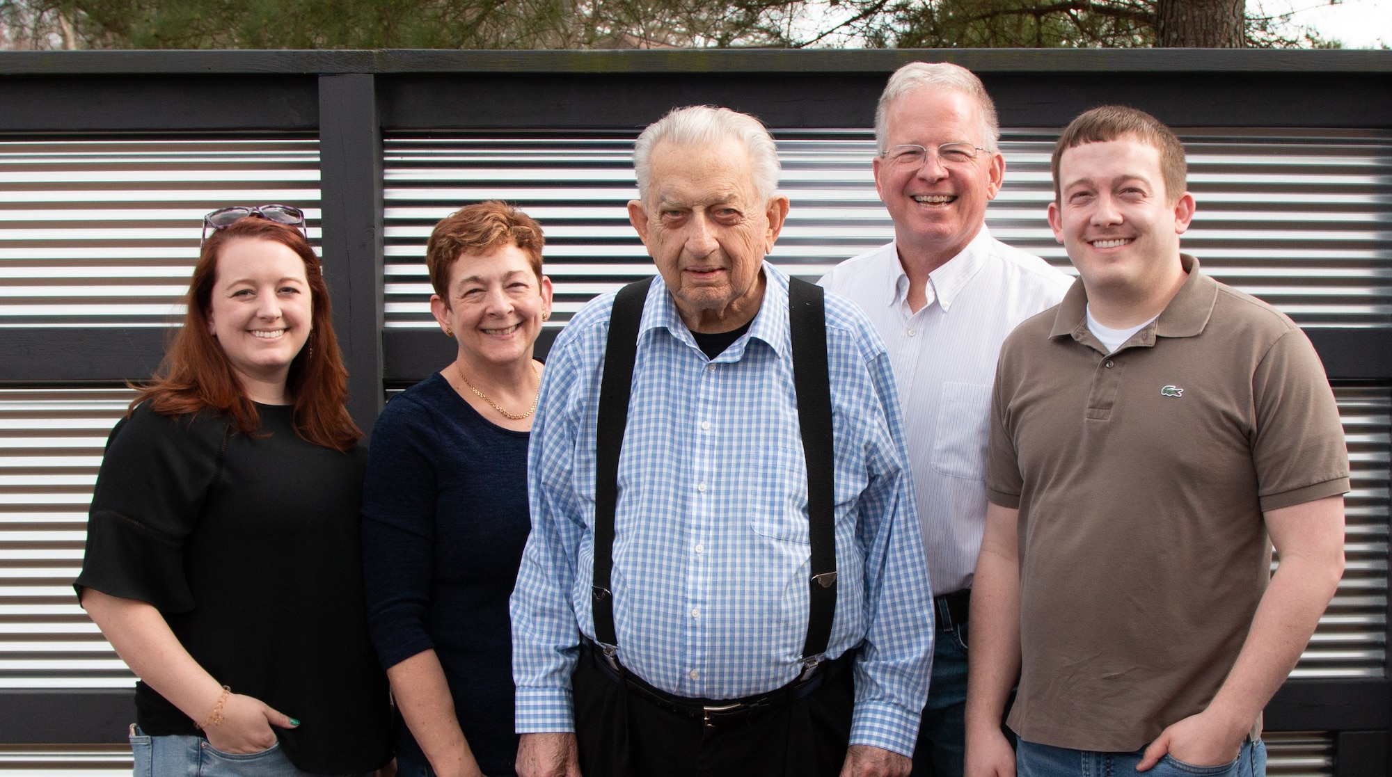 Three generations of the Garrard family have worked at Arnold Air Force Base, beginning with Jim Garrard, center, pictured here in March 2021, with his son, Doug, second from right; daughter-in-law, Angelia, second from left; granddaughter, Rachel; and grandson, Justin. Doug, Angelia, Justin and Rachel all currently work at Arnold Air Force Base. (Courtesy photo)