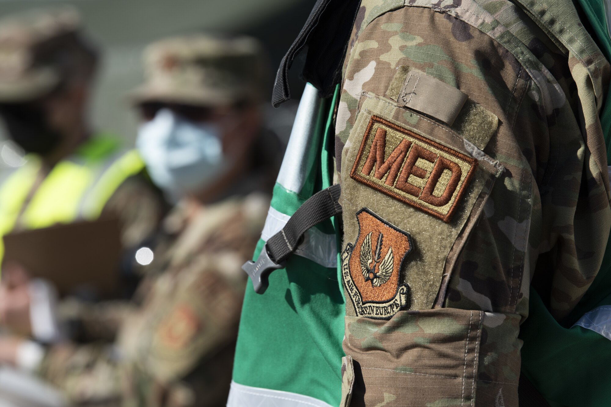 U.S. Airmen from the 52nd Medical Group, Spangdahlem Air Base, Germany, conduct training for the En Route Patient Staging System (ERPSS) during exercise Saber Guardian 21 at Baumholder, Germany, June 1, 2021. The multinational exercise is a U.S. Army Europe and Africa led initiative focused on interoperability with allies and NATO partners. (U.S. Air Force photo by Tech. Sgt. Tony Plyler)