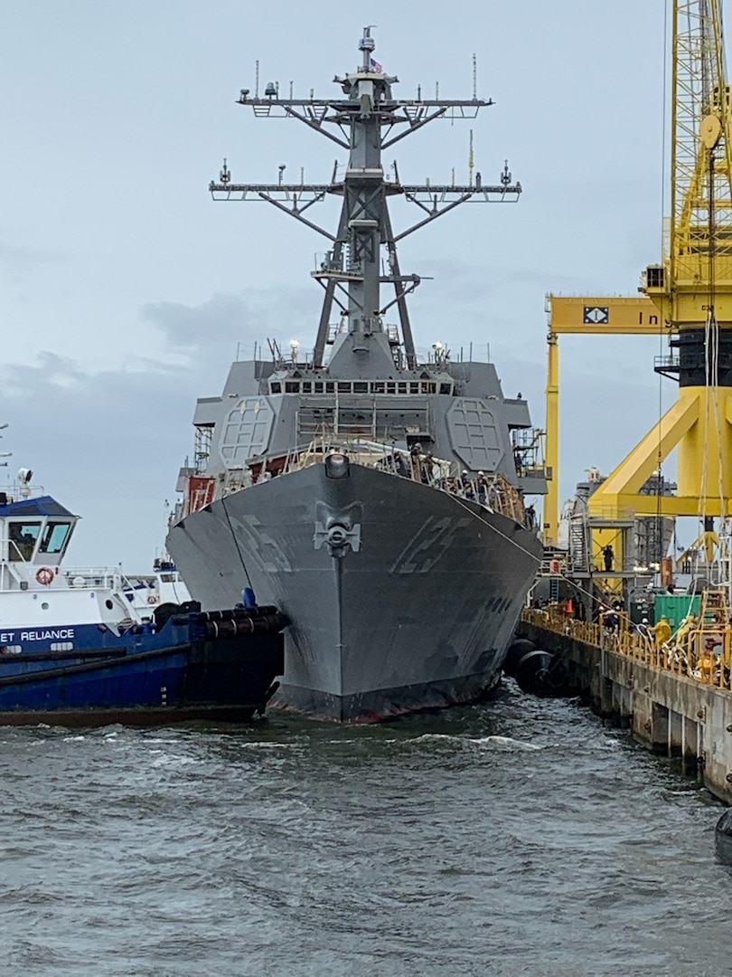 Future Jack H. Lucas (DDG 125), an Arleigh Burke-class guided missile destroyer (Flight III configuration) successfully launched at Huntington Ingalls Industries, Ingalls Shipbuilding division, June 4.