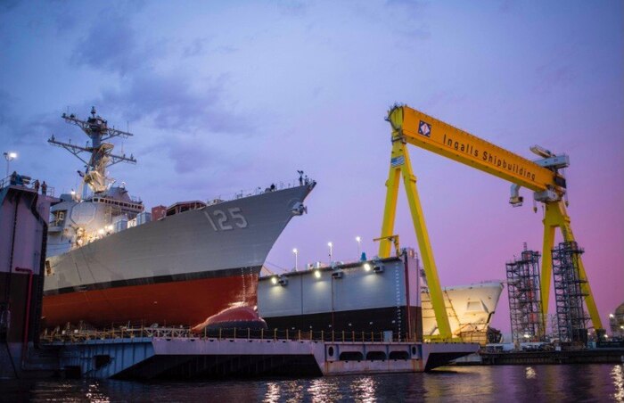 Future Jack H. Lucas (DDG 125), an Arleigh Burke-class guided missile destroyer (Flight III configuration) successfully launched at Huntington Ingalls Industries, Ingalls Shipbuilding division, June 4.