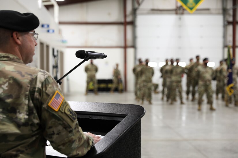 Col. Fred W. Bates addresses his troops