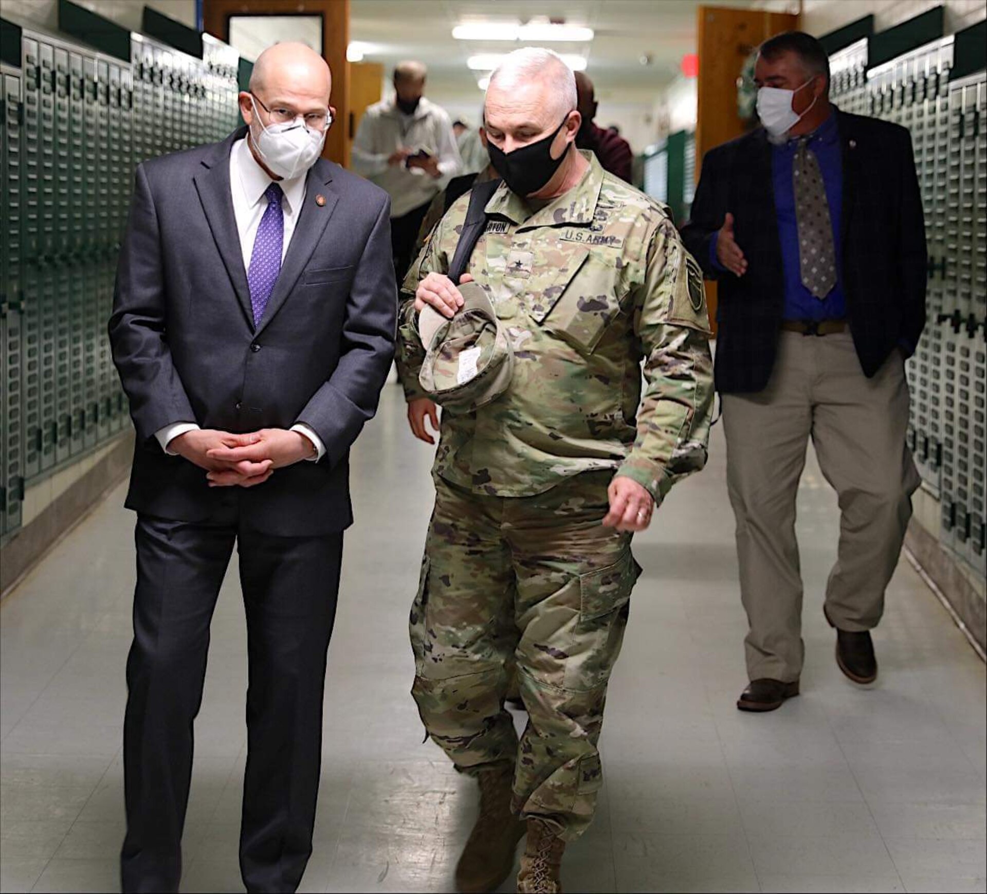 Brig. Gen. Haldane Lamberton, Kentucky National Guard Adjutant General, receives a tour of the Bluegrass ChalleNGe academy