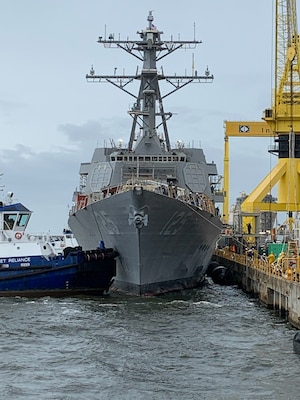 he future guided-missile destroyer Jack H. Lucas (DDG 125) is launched, June 4, 2021, at Huntington Ingalls Industries.