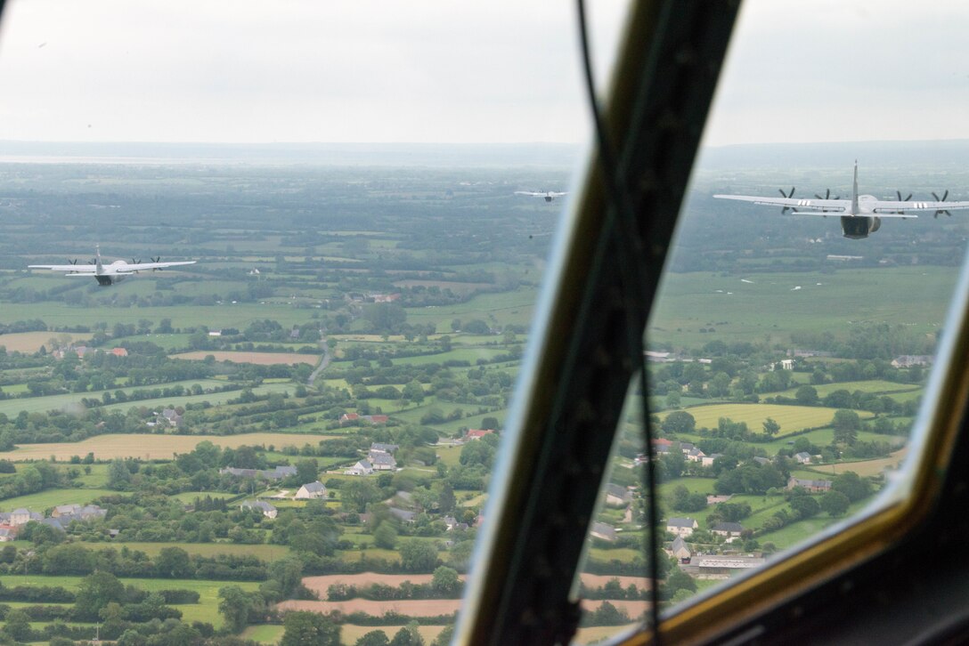 Planes fly over Normandy, France