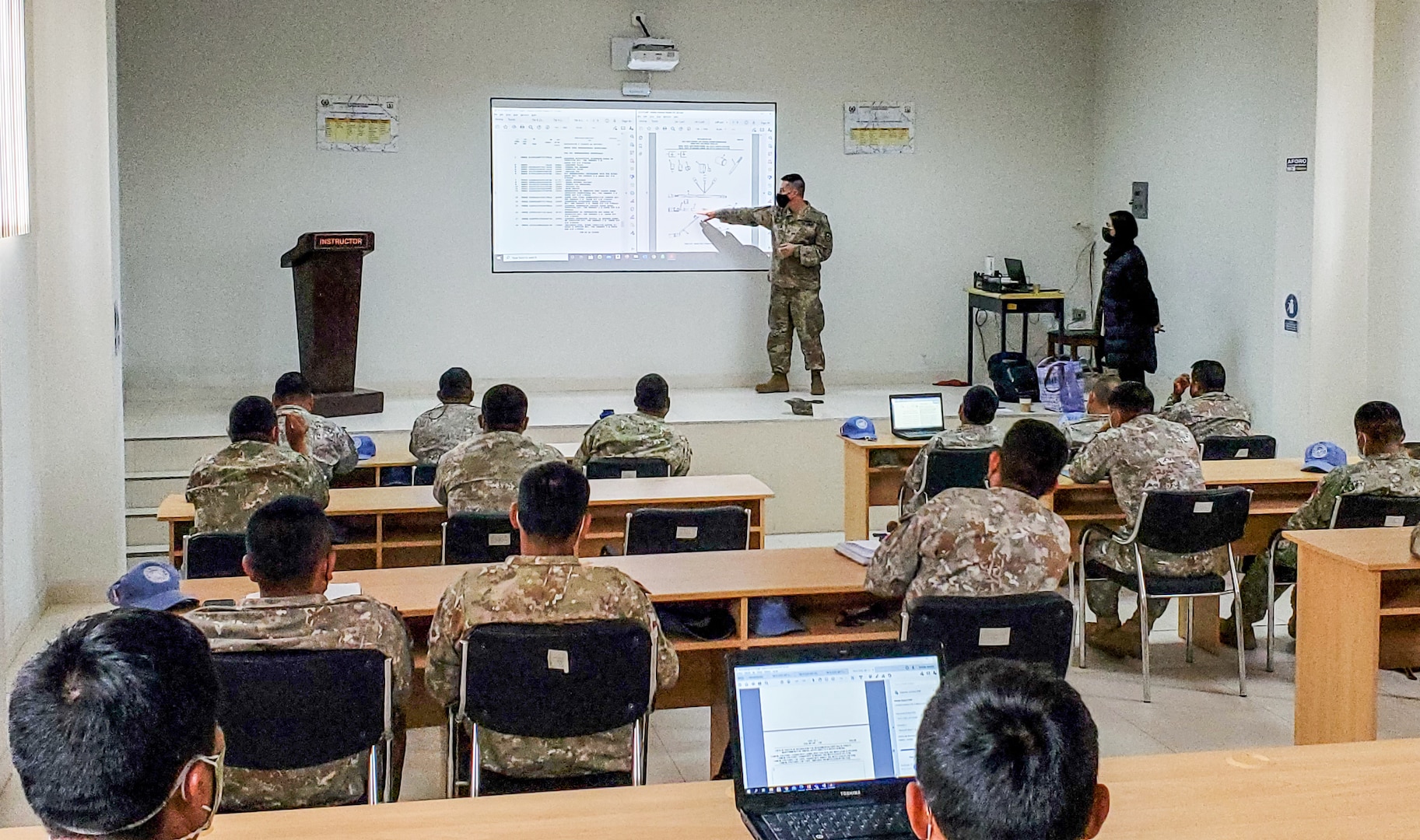 Members of the West Virginia National Guard provide Mechanics Mobile Training Team, Preventative Maintenance Checks and Services, and Driver’s Training to members of the Peruvian Armed Forces on the M1165 HMMWV (High Mobility Multipurpose Wheeled Vehicle), as a part of the National Guard's State Partnership Program in Lima, Peru, June 3, 2021. Peru will utilize the training on international peacekeeping missions as part of the United Nations Multidimensional Integrated Stabilization Mission in the Central African Republic, conducting missions as diverse as clearing terrain, airfield and heliport construction, equipment transportation and convoy operations including food and water supplies, communications, intelligence, as well as legal and medical operations. (Courtesy photo)