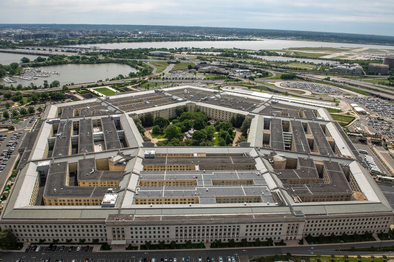 An aerial view of the Pentagon.