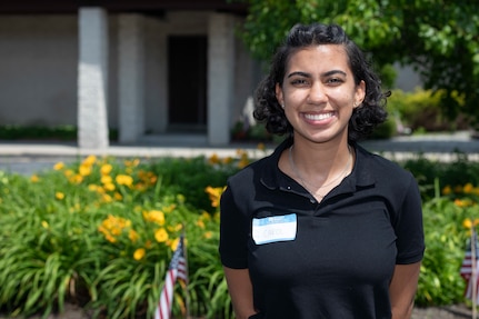 U.S. Air Force Airman 1st Class Carol Martinez, a public health specialist with the 177th Medical Group, outside a polling site in Absecon, N.J., June 8, 2021. More than 600 New Jersey National Guard members assisted civilian poll workers and county staff during the 2021 New Jersey state primary.