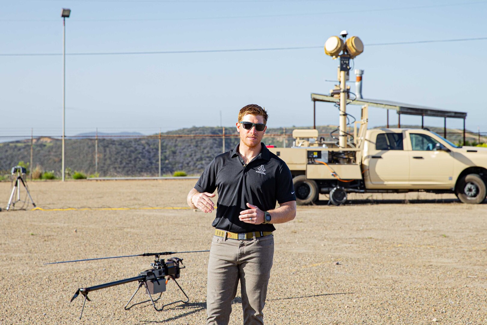 A man operates a drone.
