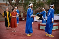 Utah Air National Guard doctors, dentists, and other healthcare professionals of the 151st Expeditionary Medical Group were welcomed to Morocco with live traditional Berber folk music and a dance performance by the Tafraoute citizens, June 6, 2021.