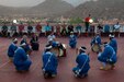 Utah Air National Guard doctors, dentists, and other healthcare professionals of the 151st Expeditionary Medical Group were welcomed to Morocco with live traditional Berber folk music and a dance performance by the Tafraoute citizens, June 6, 2021.