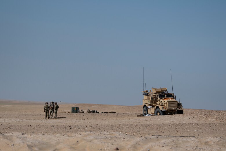 A photo of U.S. service members walking