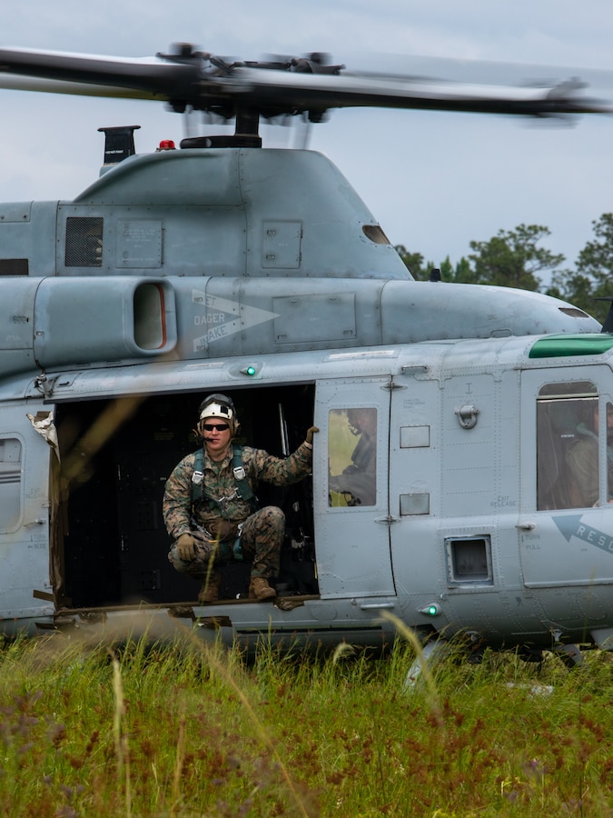 Marines with 3rd Force Reconnaissance Company, 4th Marine Division, prepare to take flight for freefall and low level static line jumps at Camp Shelby, Mississippi, on June 3, 2021. The purpose of this exercise is to reinforce the Marines' technique and proficiency on air to ground insertion in order to achieve unit readiness for rapid deployment. (U.S. Marine Corps photo by Lance Cpl. David Intriago)