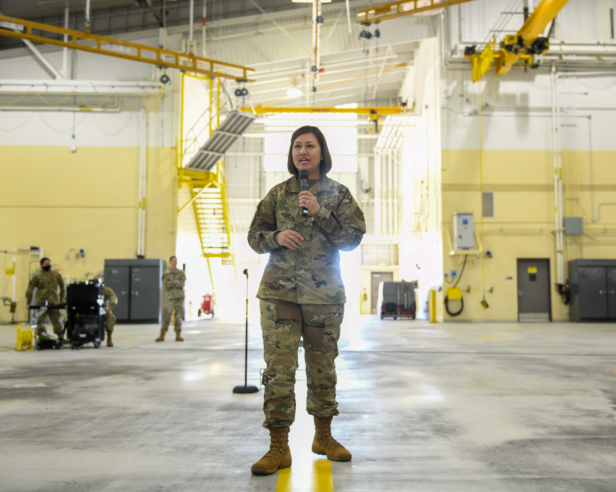 CMSAF Bass speaks at an all call