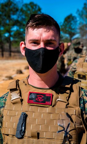 U.S. Marines and Sailors with Chemical Biological Incident Response Force conduct table five qualifications aboard Fort A.P. Hill, Va., on Mar. 30, 2021. Table Five Qualification consists of various short and quick shooting drills while moving. (Official U.S. Marine Corps Photo by Lance Cpl. Blakely Graham/Released)