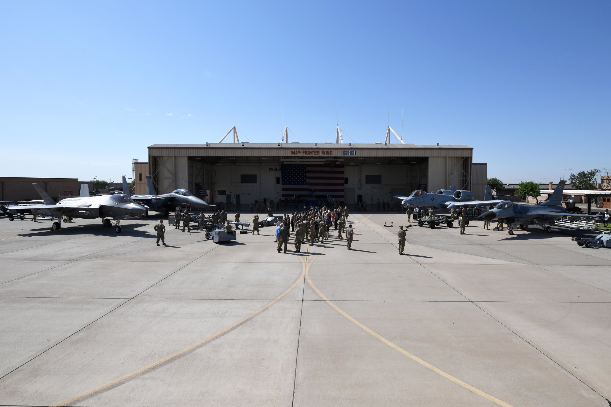 Reserve Citizen Airmen from 944th Fighter Wing held the first-ever four-ship load crew competition June 5, 2021, at Luke Air Force Base, Arizona. As part of the competition each three-man load crew team completed a written test, had a uniform inspection, and then demonstrated their ability to arm their respective aircraft with GBU -12’s and 9X’s. The 944th Aircraft Maintenance F-16 Fighting Falcon weapons load crew took home the trophy and bragging rights with a zero safety, perfect load.