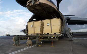 A C-5 Galaxy aircraft landed at Cheddi Jagan International Airport in Timehri, Guyana.