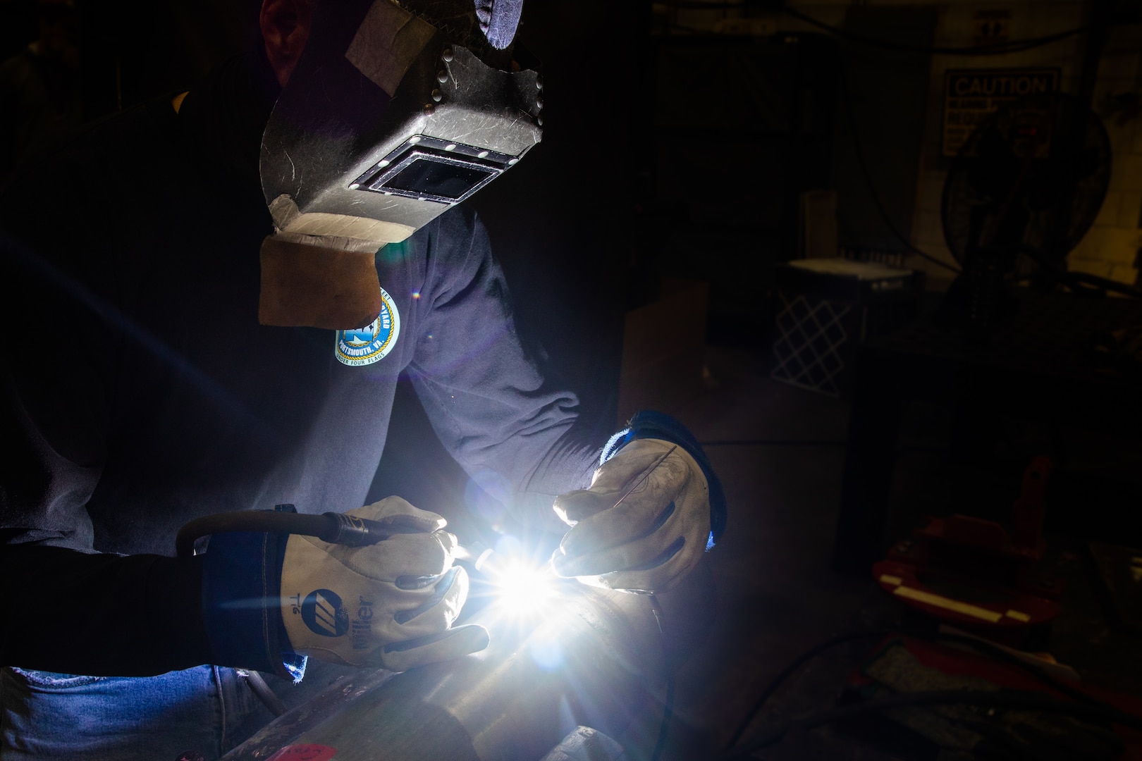 NNSY's Welding Shop (Shop 26) Work Leader Todd Scott works on a mock up (SSN 752).