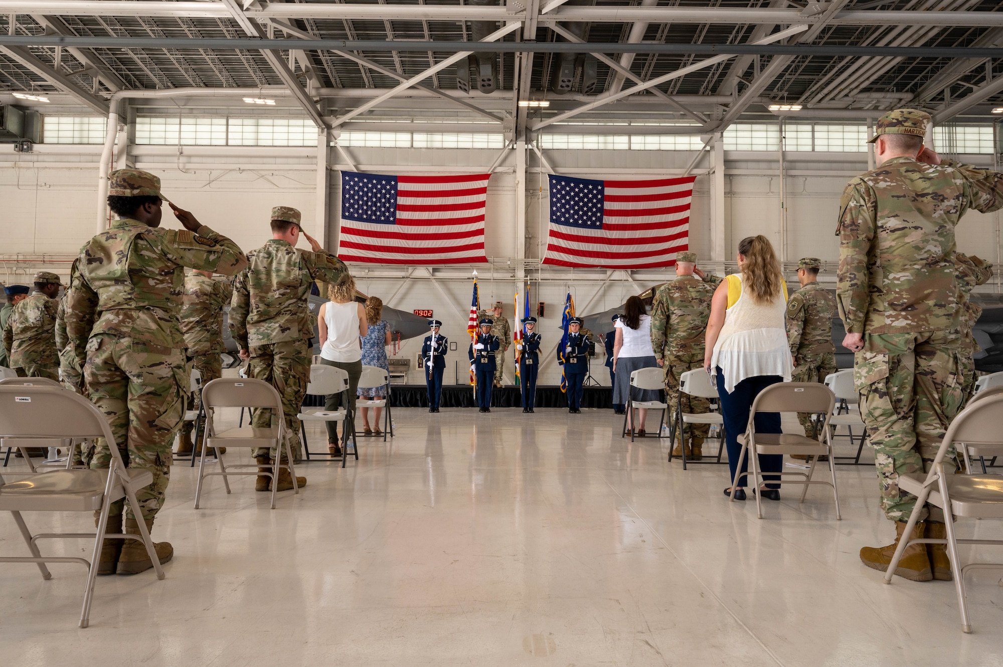 Honor guard present the colors during MXG assumption.