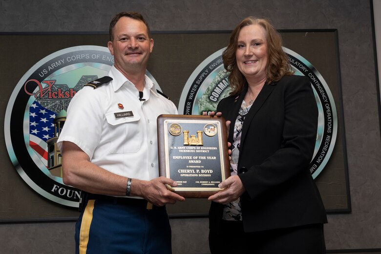 Employee of the Year, goes to Cheryl P. Boyd. This award recognizes an outstanding employee who has demonstrated Army and USACE values, leadership and mentorship, extraordinary accomplishment and excellence in executing the district’s mission.