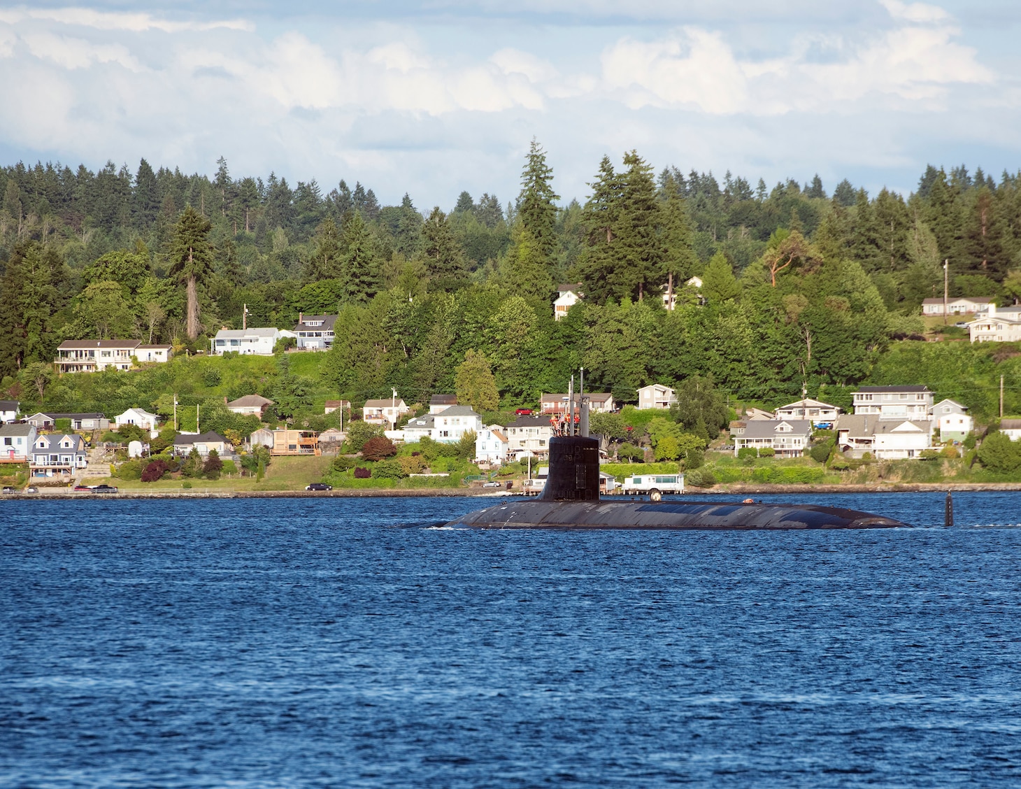 BREMERTON, Wash. – The Seawolf-class fast-attack submarine USS Seawolf (SSN 21) departs Naval Base Kitsap-Bremerton, June 9. U.S. military forces are present and active in and around the Pacific in support of allies and partners and a free and open Indo-Pacific for more than 75 years. (U.S. Navy Photo by Lt. Mack Jamieson/Released)