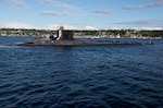 BREMERTON, Wash. – The Seawolf-class fast-attack submarine USS Seawolf (SSN 21) departs Naval Base Kitsap-Bremerton, June 9. U.S. military forces are present and active in and around the Pacific in support of allies and partners and a free and open Indo-Pacific for more than 75 years. (U.S. Navy Photo by Lt. Mack Jamieson/Released)