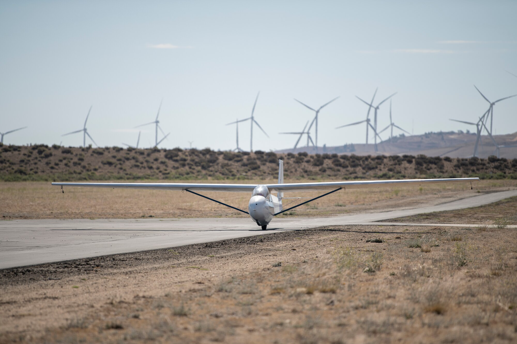 Glider landing at airport