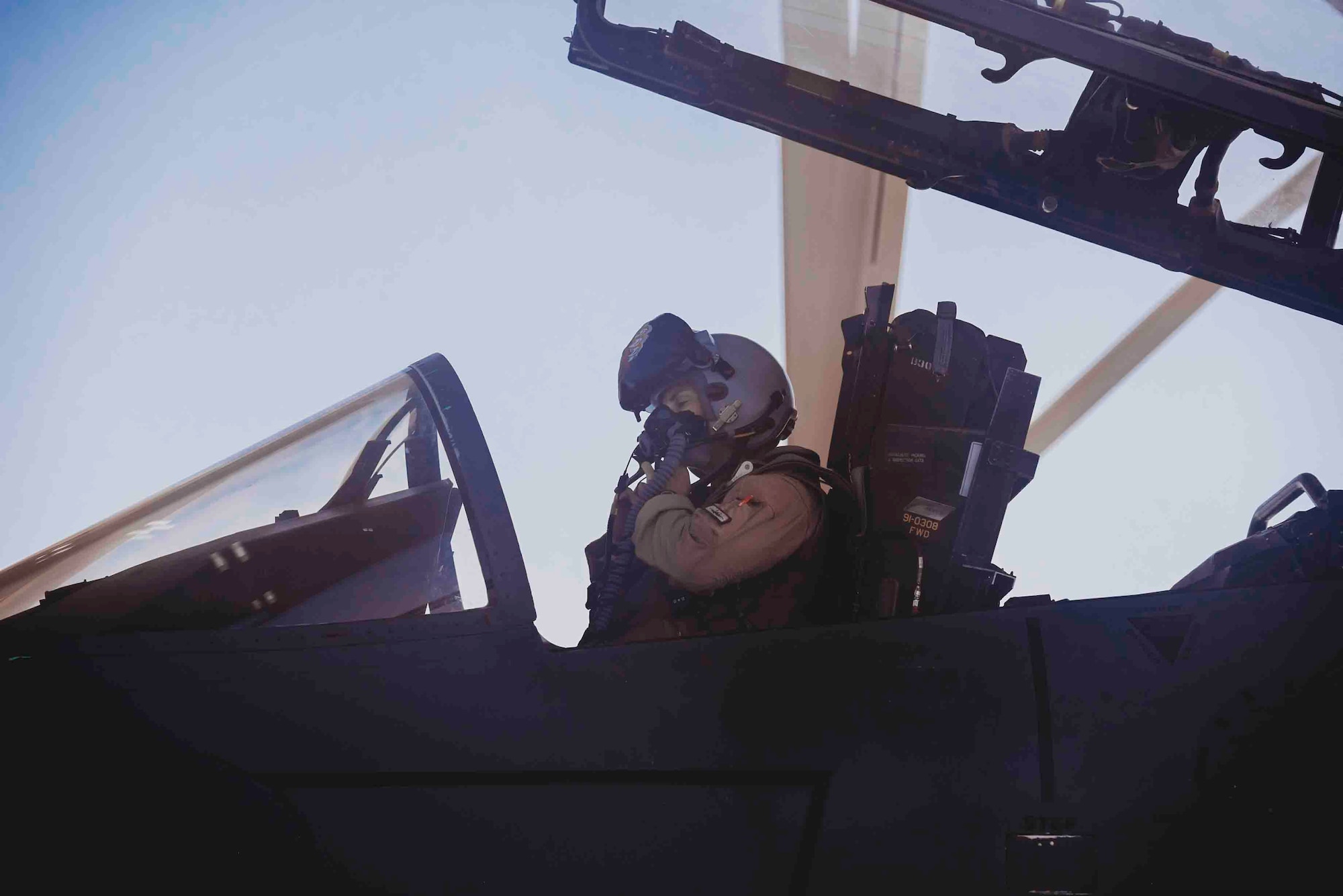 U.S. Air Force Capt. Miranda Bray, 494th Expeditionary Fighter Squadron, F-15E Strike Eagle fighter pilot,  deployed to Al Dhafra Air Base as part of an agile combat employment, a form of operations that increases the pace and frequency of missions while maximizing efficiencies.