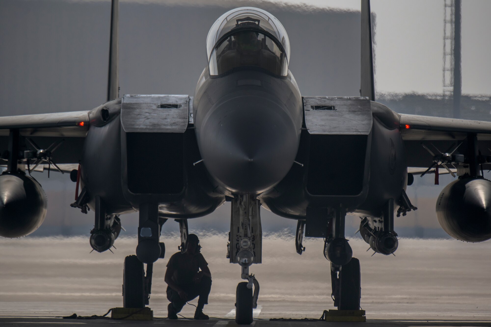 U.S. Air Force Capt. Miranda Bray, 494th Expeditionary Fighter Squadron, F-15E Strike Eagle fighter pilot,  deployed to Al Dhafra Air Base as part of an agile combat employment, a form of operations that increases the pace and frequency of missions while maximizing efficiencies.