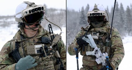 Soldier from 4th Brigade Combat Team, 25th Infantry Division test IVAS Capability Set 4 in extreme temperatures at the Cold Region Test Center, Alaska in March 2021.