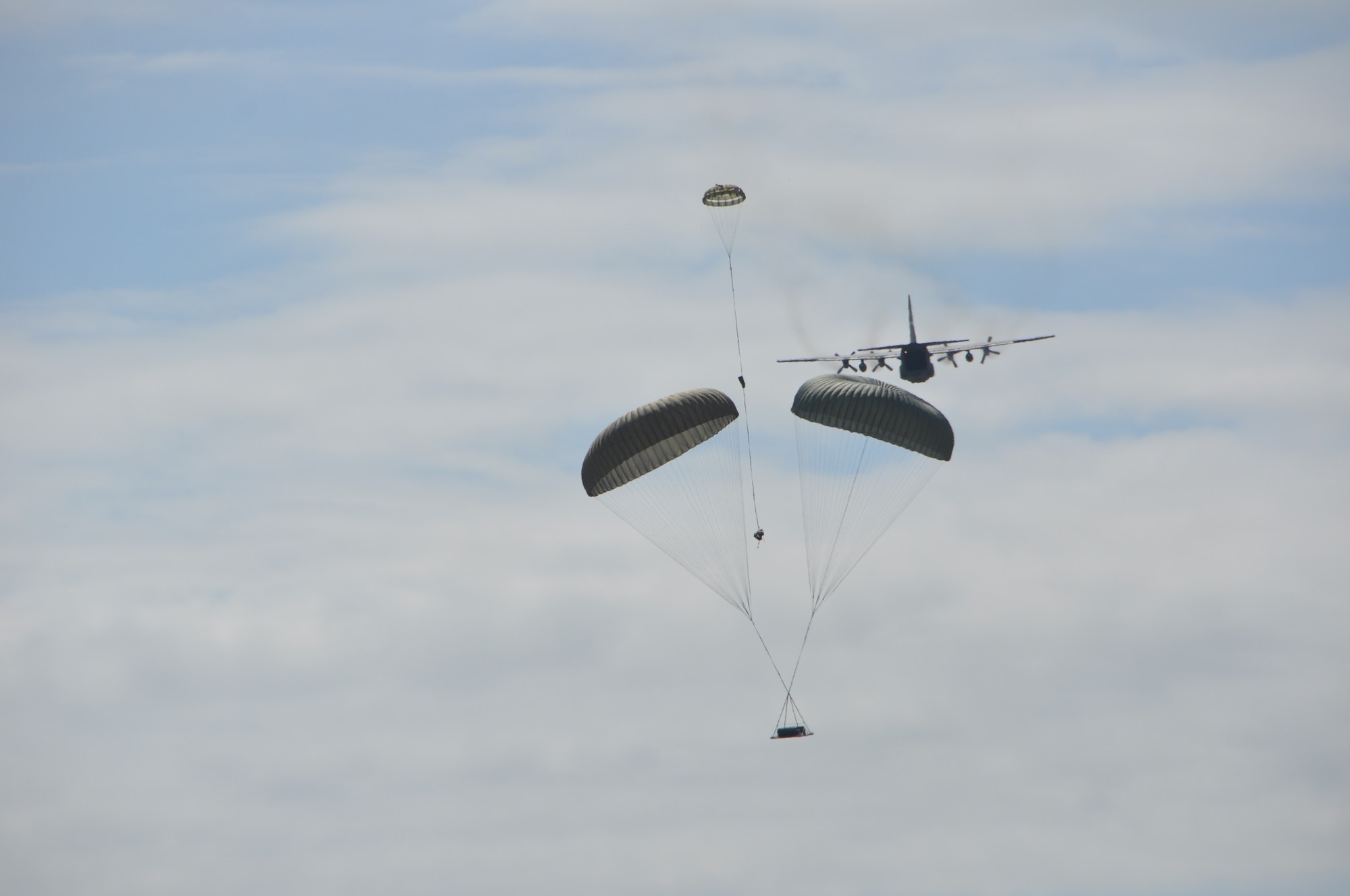 A parachute open for a cargo air drop
