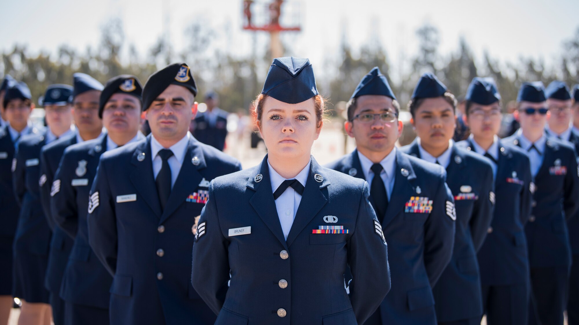 Space Launch Delta 30 members participate in a change of command ceremony on June 11, 2021, Vandenberg Space Force Base, Calif. During the ceremony, Col. Robert A. Long assumed command of SLD 30, responsible for spacelift and range operations in support of national and combatant commander requirements, and operational and developmental missile system testing for the Department of Defense. (U.S. Space Force photo by Senior Airman Hanah Abercrombie)