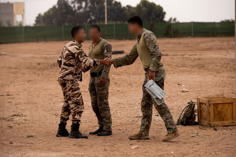 U.S. Soldiers, assigned to the 19th Special Forces Group, train Moroccan Forces in fast rope maneuvers at Tifnit, Morocco, on June 8, 2021.