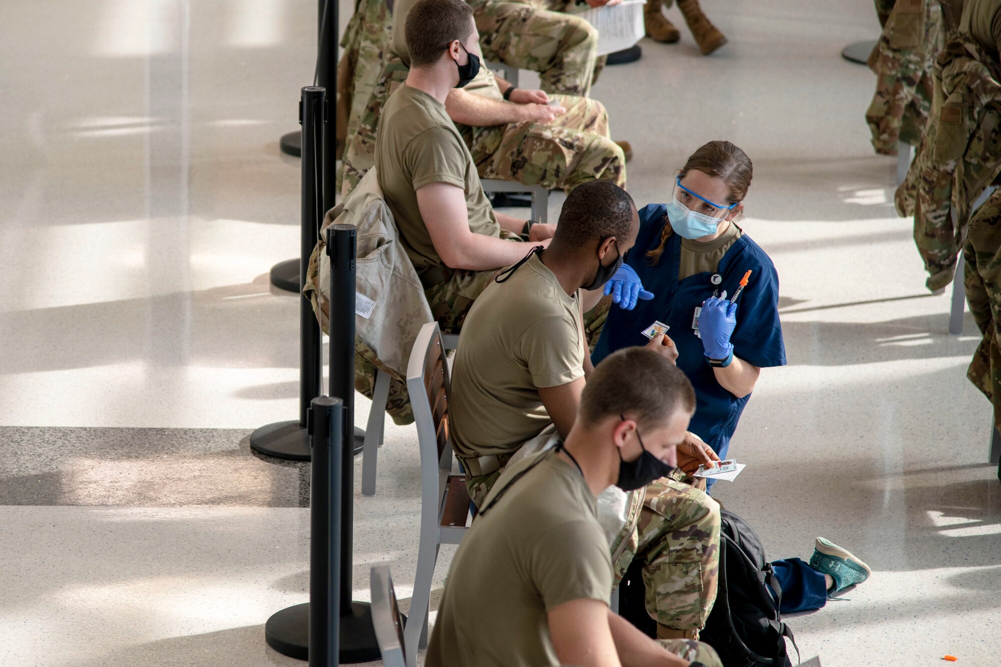 U.S. Air Force BMT Trainees receive vaccine