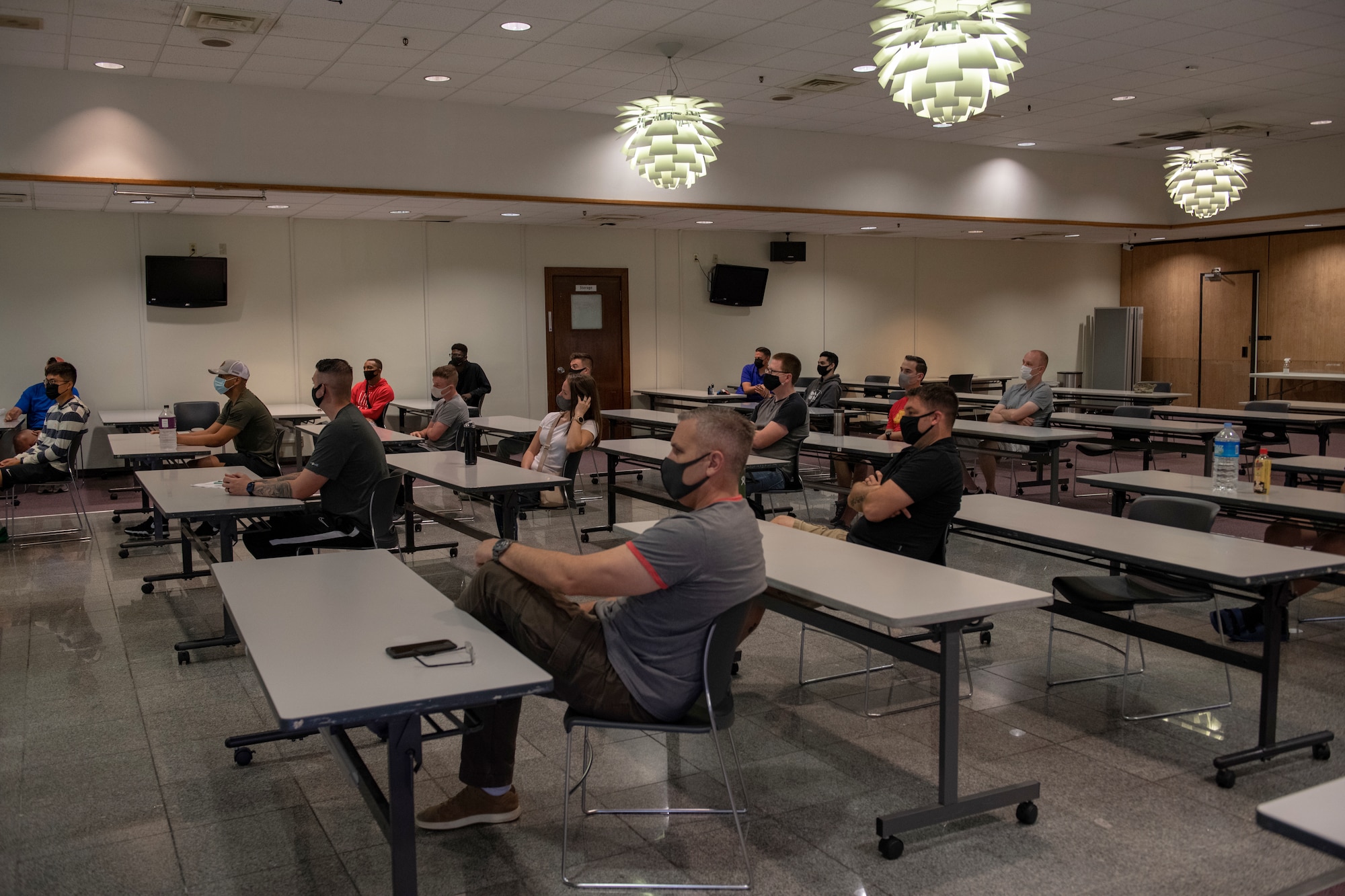 Airmen attend a block of instruction during an Airman4Life course.