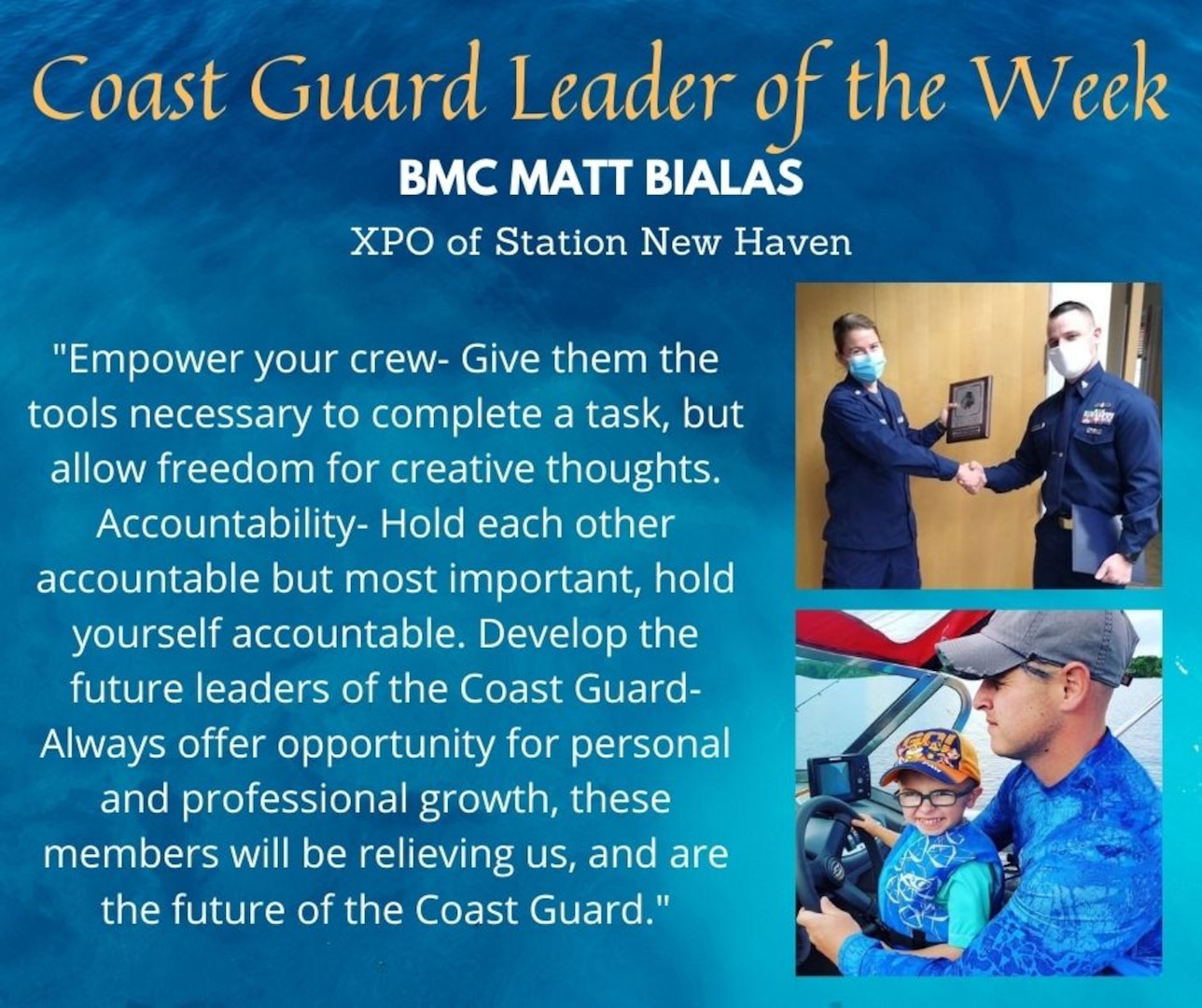 Our Deckplate Leader of the Week is Chief Petty Officer Matt Bialas!