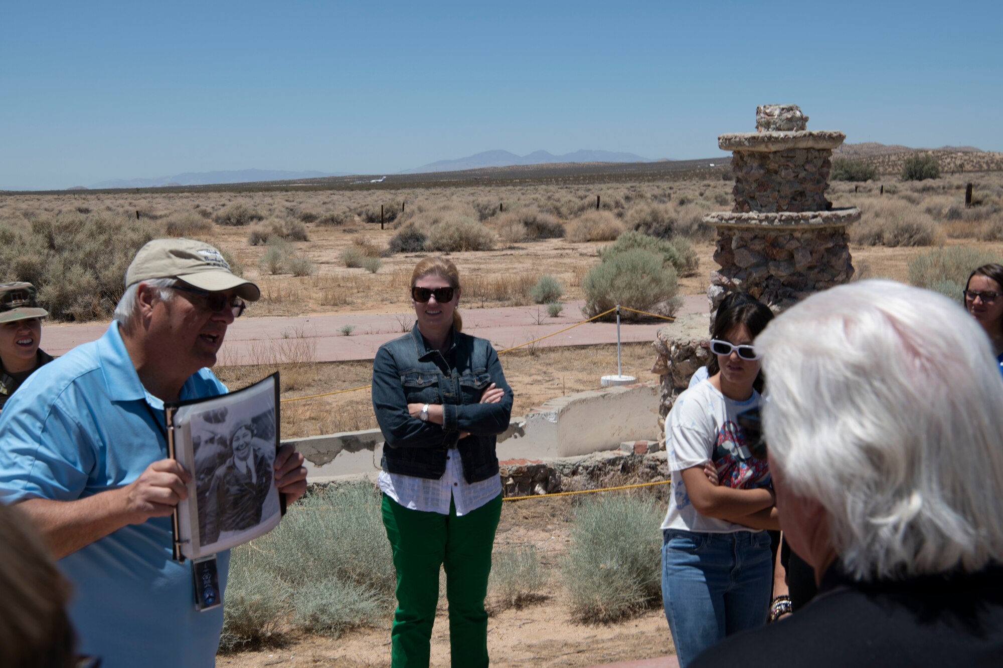 George Welsh Speaks to a crowd at Edwards AFB