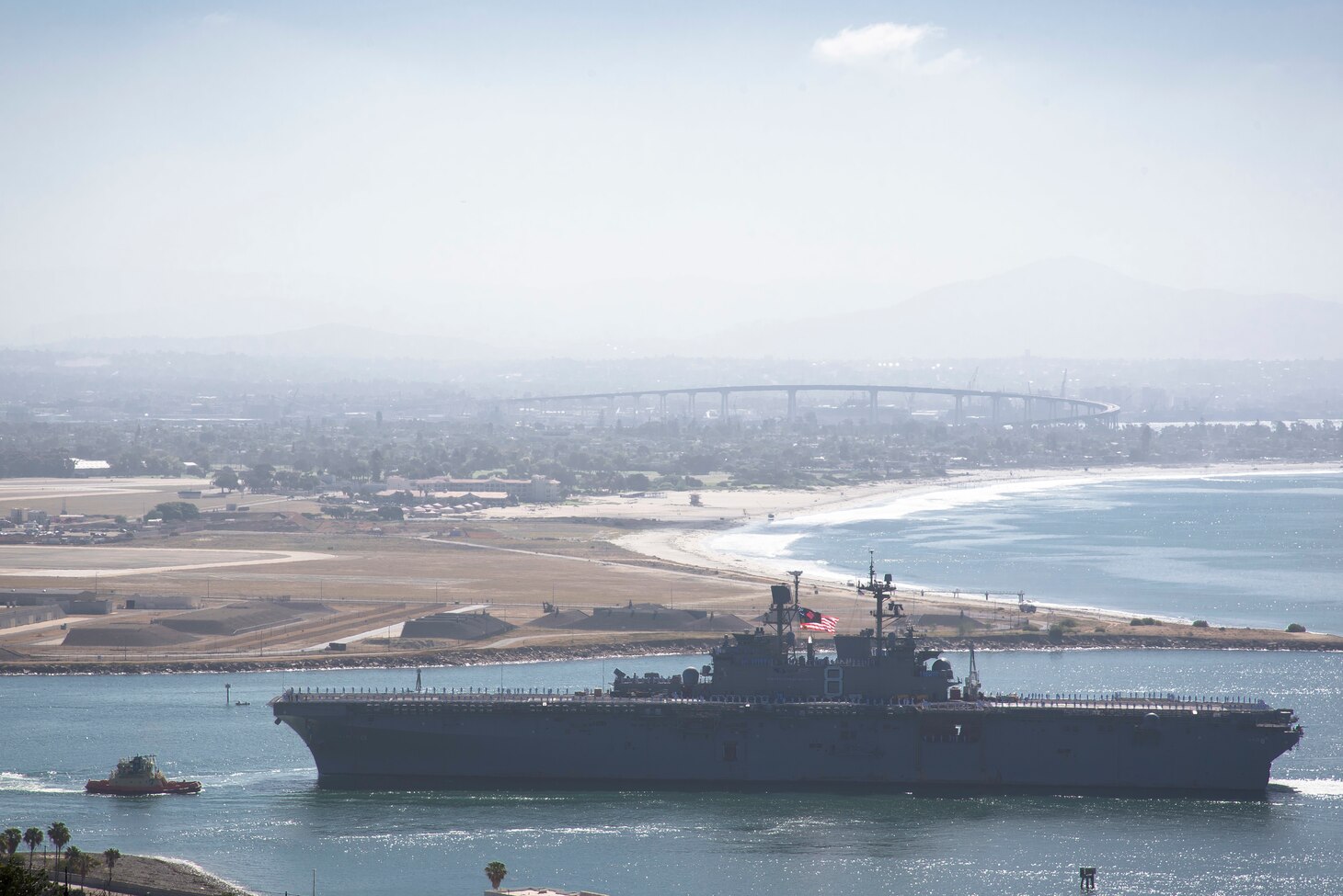 SAN DIEGO (May 23, 2021) Amphibious assault ship USS Makin Island (LHD 8) returns to Naval Base San Diego. Makin Island, lead ship of the Makin Island Amphibious Ready Group, returned to Naval Base San Diego May 23rd after a deployment to U.S. 3rd, 5th, 6th and 7th Fleets where they served as a crisis-response force for combatant commanders in the Africa, Central and Indo-Pacific Commands. (U.S. Navy photo by Mass Communication Specialist 2nd Class Robert S. Price/Released)