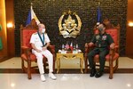 MANILA, Philippines (June 10, 2021) U.S. 7th Fleet Commander Vice Adm. Bill Merz meets with Chief of Staff of the Armed Forces of the Philippines Gen. Cirilito Sobejana June 10, during a scheduled visit. Under Commander, U. S. Pacific Fleet, 7th Fleet is the U.S. Navy's largest forward-deployed numbered fleet, and routinely interacts and operates with 35 maritime nations in preserving a free and open Indo-Pacific region.