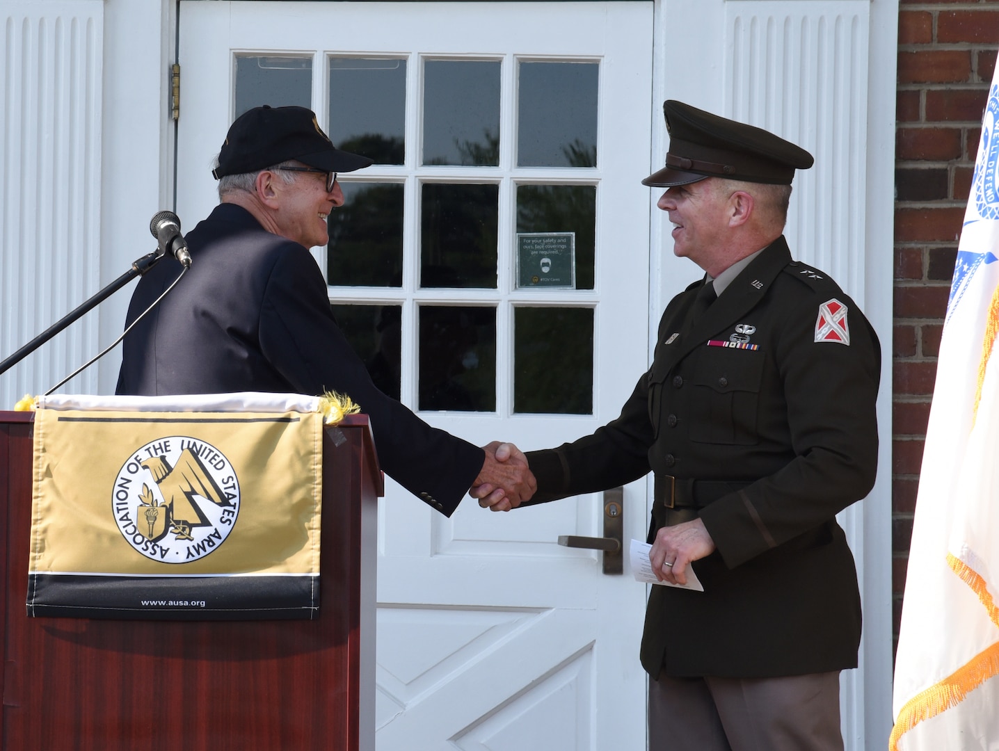 Maj. Gen. Timothy P. Williams, the Adjutant General of Virginia, gives remarks and participates in a ceremonial cake cutting during the Flag Day and Army Birthday event hosted by the Allegheny - Blue Ridge chapter of the Association of the U.S. Army June 13, 2021, in Vinton, Virginia.