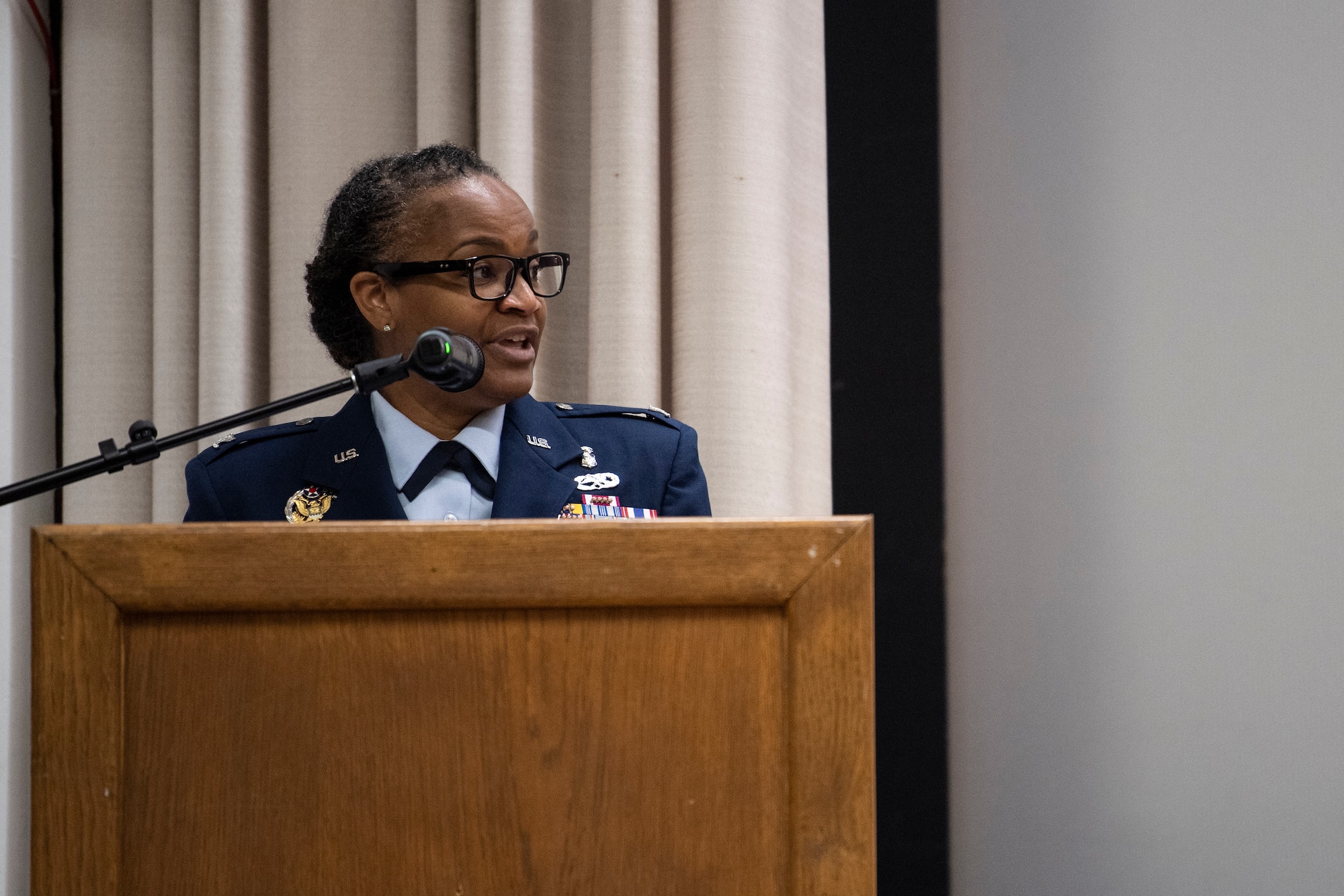 52nd Medical Group commander speaks during the 52nd Dental Squadron deactivation ceremony.